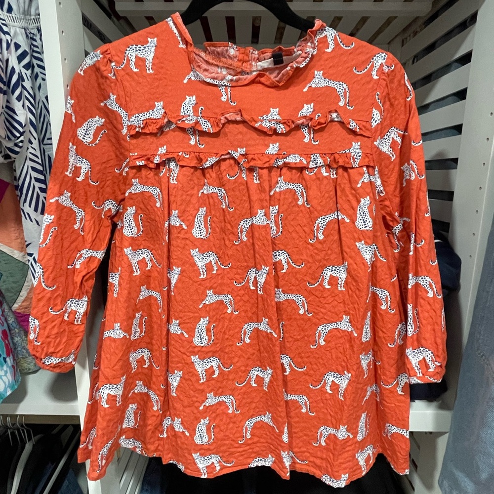 Michelle McDowell Orange Blouse with Cheetah Print